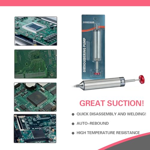 Desoldering Tool, Soldering Sucker Vacuum Soldering Remover Tool, Desoldering Pump Made of Aluminum Alloy, Vacuum Desoldering Pump, with 1 Silicone Nozzles Desoldering Suction Pump (150 mm), for