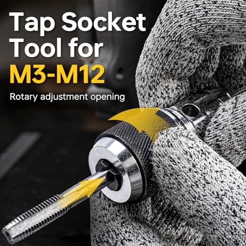 YIYEIE Ratcheting Tap and Die Handle, 5PC Tap Handle Tool with Ratchet Tap Socket, Extendable T-Handle Tap Wrenches Set