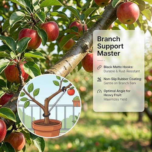 Pack of 20 Fruit Tree Branch Separators, Branch Spreader, Branch Puller, Plastic Coated Iron Wire, Gentle Bending Tool for Fruit Trees, Open Branches without Damage, Garden Accessories (Black, 18T) Black, 18t, 7"
