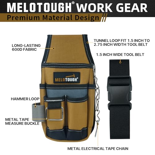 MELOTOUGH Small Tool Holder,Tool Belt Pouches with Belt Clip Utility Mini Tool Organizer Pouch for Electrician,Carpenter,Construction,Technician