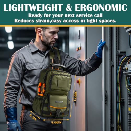 Electrician Tool Pouch Bag,8L HVAC Tool Organizer Bag with 3-Point Harness