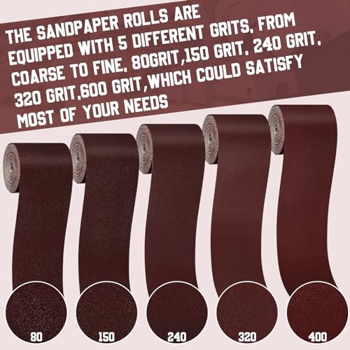 Dimsile100ft 3" Wide Drum Sander Emery Cloth Roll 80 150 240 320 400 Grits 100 ft, Each Roll 20 ft 80 150 240 320 400 Grit