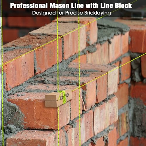 8PCS Mason String Line Set for Bricklaying, Alignment & Masonry Flu-yellow Black