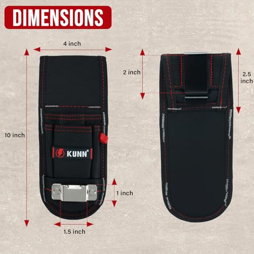 KUNN Firefighter 4-Pocket Tool Pouch Inside Turnout Coat Bunker Pocket Durable Tool Organizer Pocket with 2-Eyelet + Tool Pouch with Belt Clip, Utility Small Tool Organizer with Tape Measure Holder