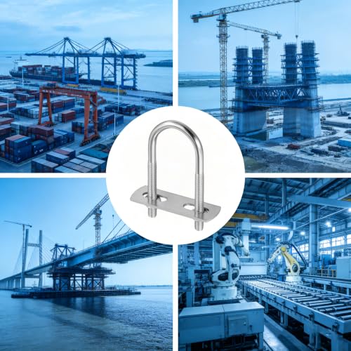 40 Sets M6 x 25 x 70mm U Bolt, Zinc Plated Steel U Clamp with Washers and Nuts for Construction, Trailer, Boat Trail, Silver