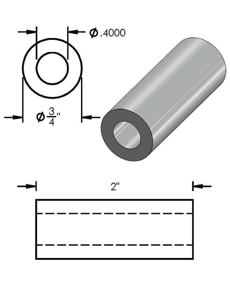 Aluminum Spacer Black 3/4" OD x 3/8" ID x Choose Your Length, Round Spacer Unthreaded Standoff Bushing Plain Finish, Fits Screws Bolts 3/8" or M10 by Metal Spacers Online (2" Length, 10 Pack) 2" Length