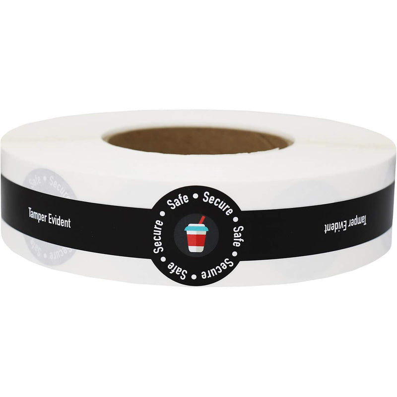 Safe Secure Tamper Evident Proof Seals for Food Safety - to-Go Drink Stickers with Secure, Easy to Peel Stickers, 1 x 9 Inch, 500 Total Labels on a Roll