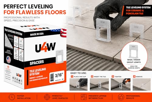 3/16" Tile Leveling System Clips – 500 PCS Tile Spacers for Floor & Wall Tile Installation – Professional Tile Leveling Clips for Ceramic & Porcelain Tile – Easy to Use – Clips Only
