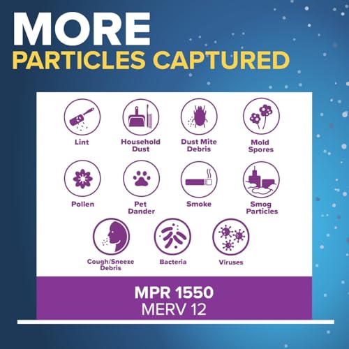 Filtrete 16x25x5 AC Furnace Air Filter, MPR 1550, MERV 12, Fits Honeywell & Trion AirBear, CERTIFIED Asthma & Allergy Friendly, Electrostatic Air Filter, 1-Pack (actual size 15.75 x 24.13 x 4.88) 15.8" x 24.1" x 4.9"