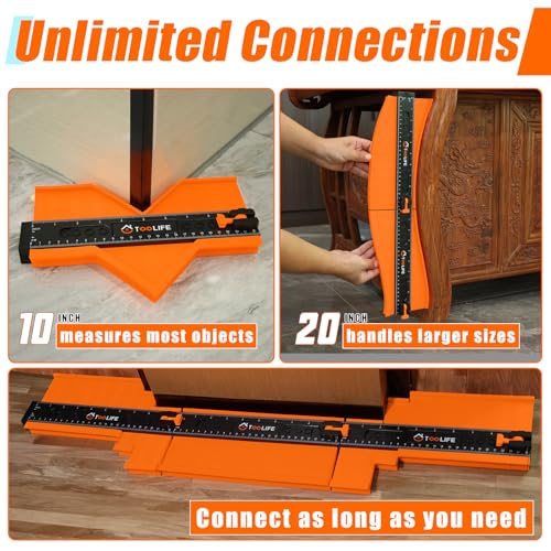 TOOLIFE 20 Inch Contour Gauge Profile Tool with Unlimited Connection 20"-Unlimited Splicing