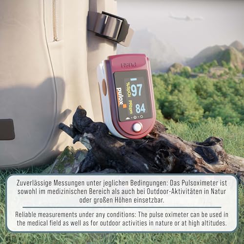 Pulox PO-200 Solo Pulse Oximeter Red for Measuring SpO2, Pulse and PI | With precision indicator for reliable control of oxygen saturation, heart rate and perfusion index