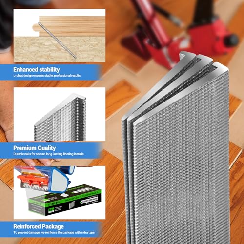 meite 18 Gauge Flooring Nails, 1-3/4 Inch 18GA L-Cleat Nails Hardwood Flooring Nails for Hardwood Installation, Compatible with 18GA Flooring Nailers (1000 Counts) (Pack of 2) 1-3/4 Inch (Pack of 2)