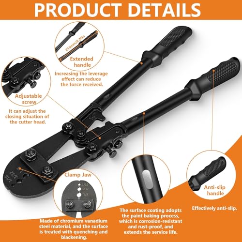 TooTaci Wire Rope Crimping Tool, 14 inch Wire Rope Swaging Tool 14IN Crimper