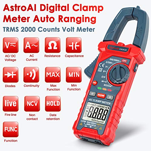 AstroAI Digital Clamp Meter Multimeter 2000 Counts + AstroAI TRMS 6000 Counts Auto-ranging Multimeter