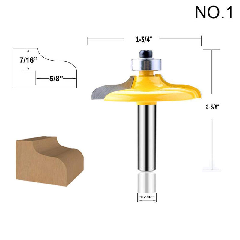 Router Bit Set 1/4-Inch Shank Door&Drawer Front Edging 4 PCS, Woodworking Milling Cutter Tools, Carbide CNC Router Grooving Mill Tool(1/4 Square) 1/4 Square