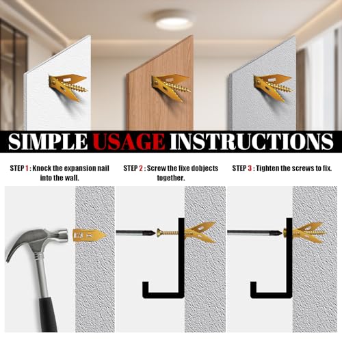 420 Pcs Self Drilling Drywall Anchors with Screws Kit, 2 Sizes Drywall Anchors and 4 Sizes Zinc Plated Screws, Holds Up to 100lbs, No Pre-Drill Needed, for TV, Shelf Straps, Picture Frames 2 Sizes-420 PCS