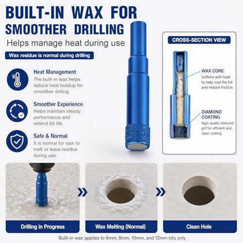 16-Piece Diamond Hole Saw Set, 1/4-2 Inch Tile Drill Bits with Guide 16