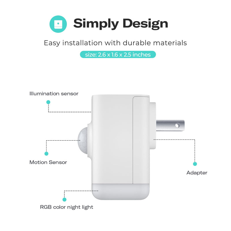 THIRDREALITY Multi-Function Night Light 2 Pack, Zigbee Repeater, 3-in-1 Combines a Motion Sensor, a Illumination Sensor and RGB Color Night Light, 1-100% Adjustable Brightness, Zigbee hub Required