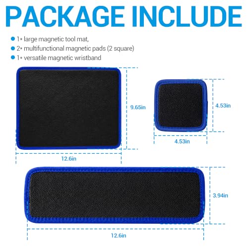 4 PCS Magnetic Tool Mat & Pad Set, Flexible Heavy Duty Magnetic Parts Holder Organizer Tool