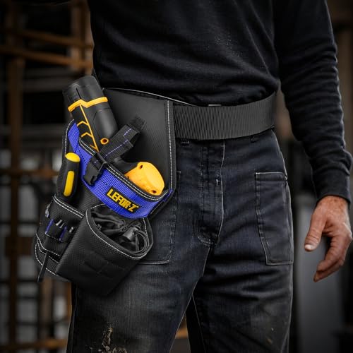 Drill Holster with Replacement Padded Tool Belt(Adjustable 34''-40''),Heavy-Duty Impact Holster with Tool Belts for Men,Drill Pouch Fits Most Drills,Work Belts for Electrician,Carpenter,Construction