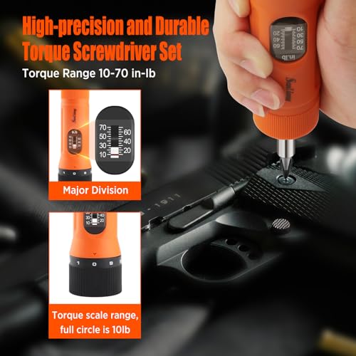 Sanliang 36Pcs Torque Screwdriver Wrench Driver Set 10-70 Inch Pounds lbs with 29 S2 Bits，5 Drive Sockets ，1/4" Socket Adapter for Maintenance,Tools, Bike Repairing and Mounting.