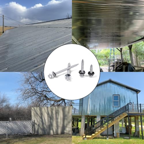 500Pcs Silver #10x1-1/2 Metal Roofing Screws for Metal Roofs, Sheds,Fences #10x1-1/2" 500