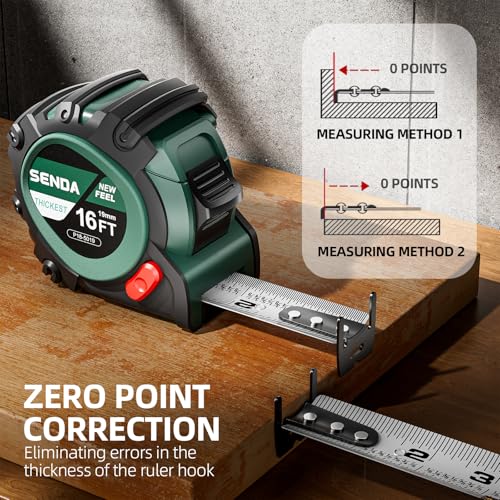 4 Pack Tape Measure 16Ft - Heavy Duty Tape Measure with 25mm Wide with Three Stops, High Precision Measuring Tape Retractable Measuring Tape, Rubber for Comfortable Grip, Fraction Markings 16 FT Green 4