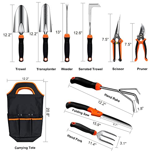 Garden Tool Set, 10 PCS Stainless Steel Heavy Duty