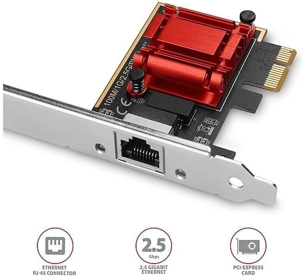 Realtek Chipset 2.5Gb Gigabits Gbps PCIe PCI Express Ethernet Network Interface Card Adapter with Low Profile Bracket for Desktop PC/Mac(No Software) 2.5Gb Ethernet PCIe