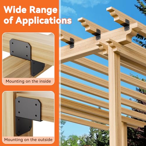 4Pcs 4x4 Joist Anchor Connector - Heavy Duty Steel Post Cap Tie Brakcet, 16 Gauge Carbon Steel 4x4 Post Connector Brackets, Post to Beam Connector Fits 2x4 Lumber(Actual Size 3.5"x3.5") 4 pcs