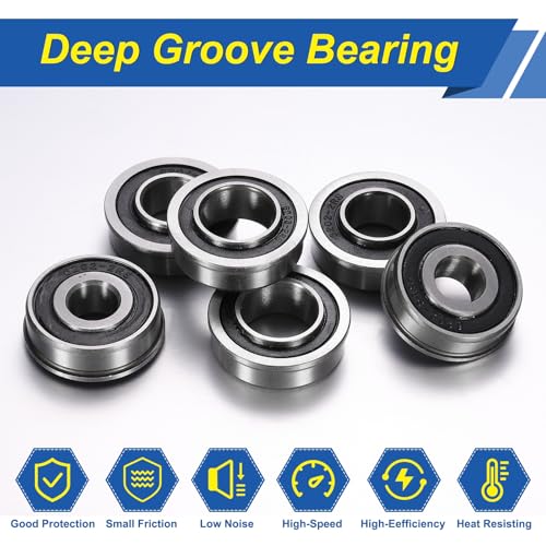 sourcing map 8Pcs Flanged Ball Bearing, ID 5/8" x OD 1-3/8" x T 1/2" (16mm ID x 35mm OD x 13mm T) Precision Ball Bearing Replacements for Lawn Mower, Wheelbarrow, Cart, Hand Trolley 16mm ID x 35mm OD x 13mm T 8