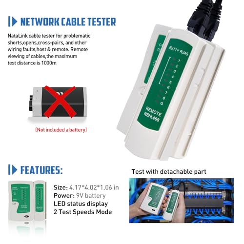 Pass Through RJ45 Crimp Tool Kit Cat 6 Cat 5E Cat 5 Ethernet Crimper Kit RJ45 Crimping Tool with Network Cable Tester, Mini Cable Stripper, 50 Pcs Cat6 Connectors and Strain Relief Boots 103