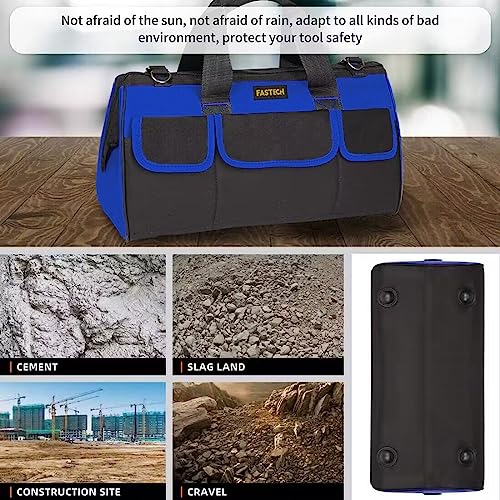 FASTECH 20 Inch Heavy Duty Tool Bag with Wide Mouth for Tool Storage,Carrier and Organizer,Tool Bag for Men/Women, Wide Mouth Tool Bag with Inside Pockets (20 Inch) 20inch