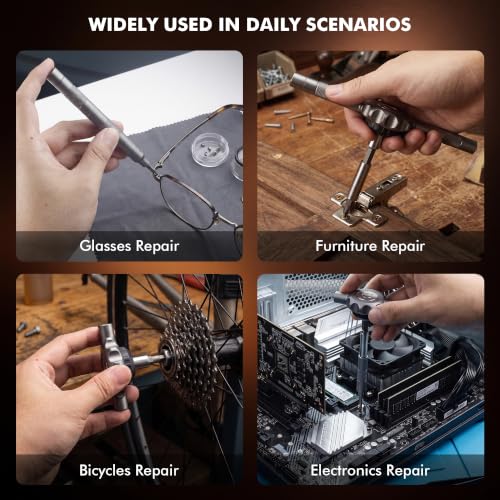 64-in-1 Ratchet Screwdriver Set with Detachable T-Handle, Magnetic Screwdriver Set, S2 Steel Bits and Sockets, Precision Multi Screwdriver Kit for Electronics, Furniture, DIY and Household Repairs