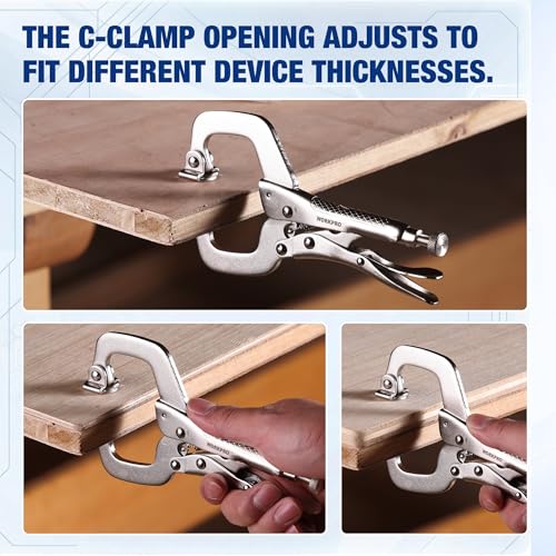 WORKPRO 4-Piece 6" Locking C-Clamp with Swivel Pads Set, Heavy Duty Adjustable Vise Grip Pliers, 4 Pack Welding Clamp for Woodworking, Metalworking, Auto Repair and Home Workshop 6-inch
