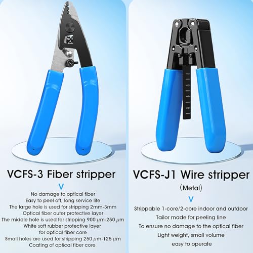 Fiber Optic Tool Kit 9-in-1 with FC-6S Fiber Cleaver, Optical Power Meter