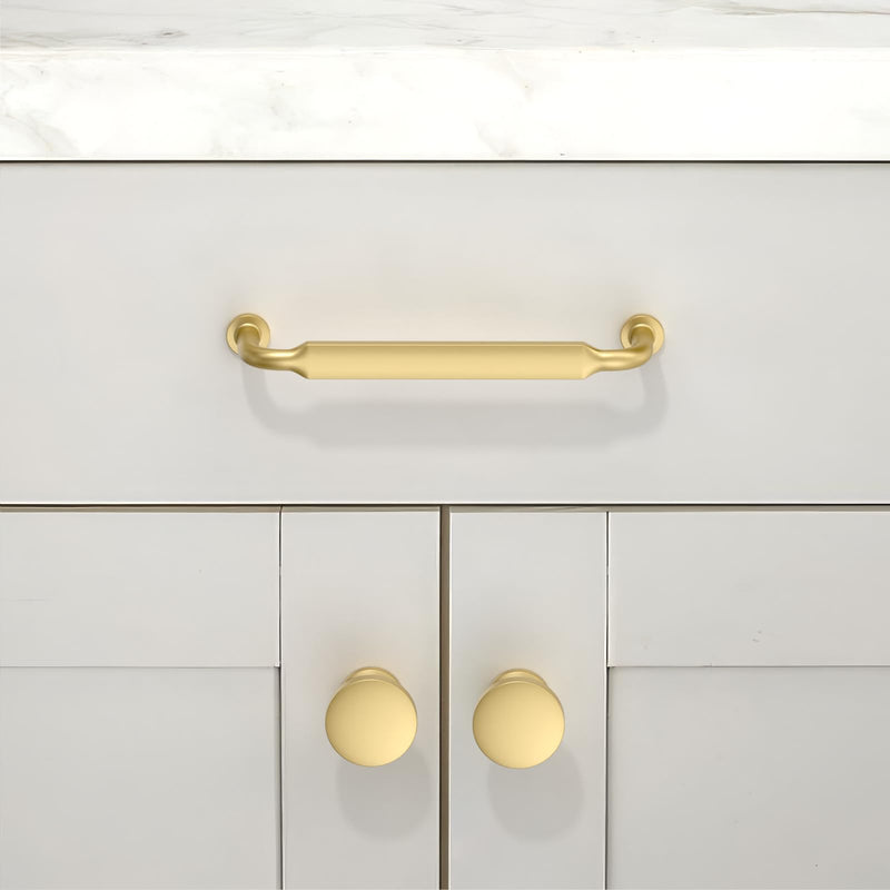 10 Pack Brushed Gold Cabinet Pulls 5 Inch(128mm) Kitchen Cabinet Handles Solid Zinc Alloy Cabinet Hardware Drawer Pulls 5" Hole Center 10
