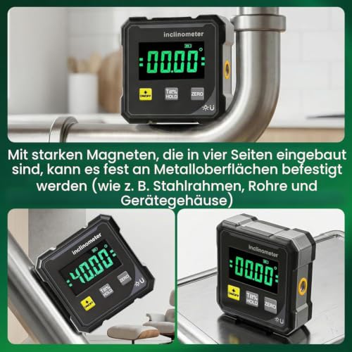Digital Protractor with Laser, 4-Sided Magnetic Digital Spirit Level, Inclinometer Digital with LCD Display, IP54 Waterproof, Electronic Spirit Level for Woodworking, Construction, Decoration