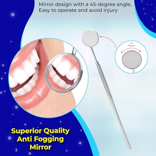 SS INSTRUMENTX Dental Mirror with Handle Dental Stainless Steel Dentist Tools for Teeth Cleaning Inspection Oral Hygiene Mouth Mirror for Daily Use CE