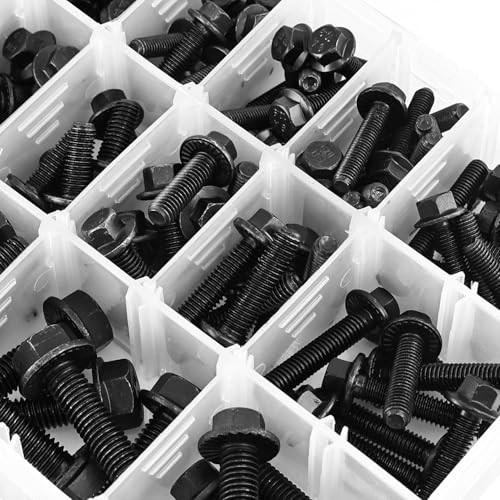 Flanged Hex Bolts and Nuts Assortment Kit, Black Alloy Steel Grade 10.9, 240 Pieces, M5 M6 M8 Metric Sizes, Black Oxide Finish 240PCS M5 M6 M8 Bolts and Nuts Kit