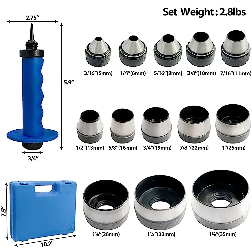 Sutekus Hole Punch Set 14pcs Sharp Hollow Punch Kit Gasket Punch Set Gasket Cutter Foam Cutter Leather Punches Tools 3/16" to 1-3/8"