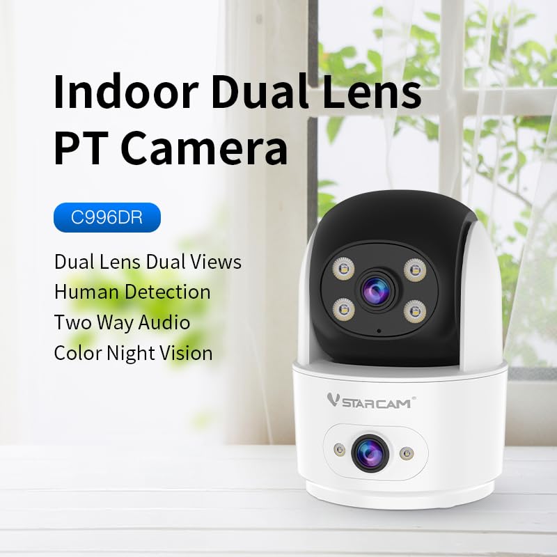 720P Dual-Lens WiFi Indoor Panoramic Camera/Dual-Lens Gun-Dome Linkage/AI Human Detection & Tracking/PTZ Pan/Two-Way Audio/Local TF Card Storage