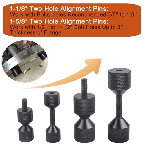 4 Pcs Aluminium Flange Two Hole Alignment Pins - 1-1/8" and 1-5/8" Detachable Double Hole Pins Black Black without Built-In Level