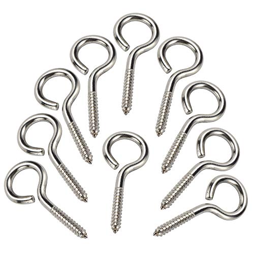 4-7/8 Inch Screw Eye Hooks, Heavy Duty Eye Bolt, Silver, 10 Pack 3/8 in x 4-7/8 in