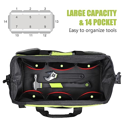 FASTPRO 14-Inch &16-inch Wide Mouth Open Storage Tool Bag, Tool Organizer with With Adjustable Shoulder Strap