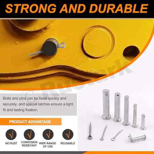 51Pcs 18 Sizes M5 M6 M8 M10 M12 Flat Head Single Hole Clevis Pins Assortment Kit Flat Head Fastener Pins T Shape Round Pin Link Hinge Pin Single Hole Clevis Pin for Auto