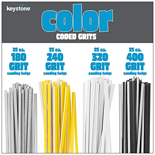 KEYSTONE 200 Sanding Twig Assortment Pack with 7 Different Color Coded Abrasive Grits