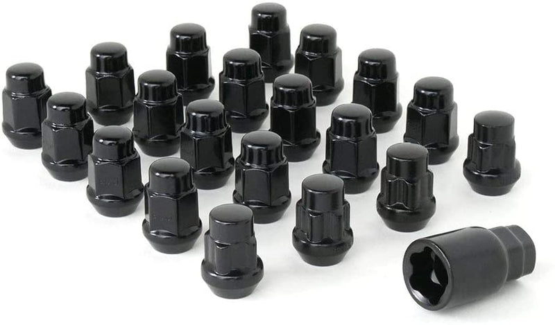 2013-2026 Dodge Durango Bulge Acorn Lug Nuts with Wheel Locks - 20 Piece Set (16 Lug Nuts + 4 Locking Nuts & Key) Premium Steel, Anti-Theft 14 mm x 1.50 Thread Black 2013-2026 Dodge Durango