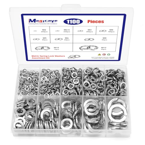 1100 Pcs Flat Washers Assortment Kit & 1100 Pcs Metric Spring Lock Washers Assortment Kit