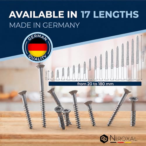 #14-2-1/4″ Exterior Wood & Fence Screws 6x55mm Stainless Steel Flat Head Deck Screws Partial Thread 6mm Strong 55mm Long 200 Pieces Rust Resistant A2 55 mm ≈ 2.17 in